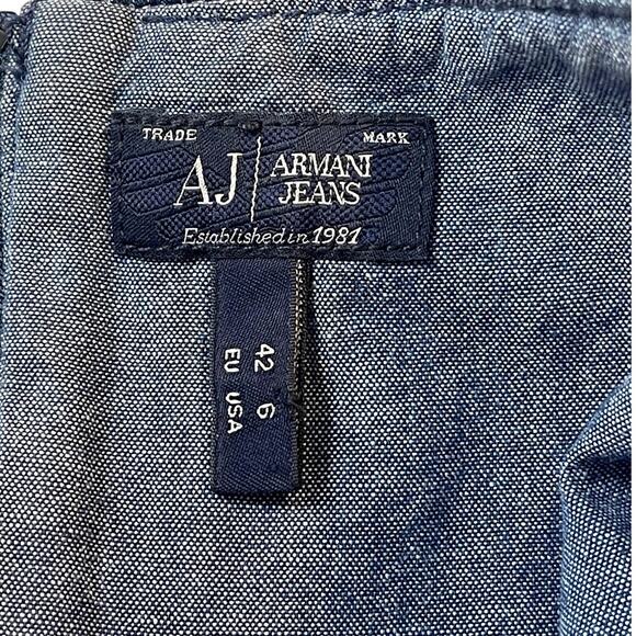 Armani Jeans Studded Denim Dress Size 6 | Sleeveless Sheath Zip Back - Picture 6 of 9